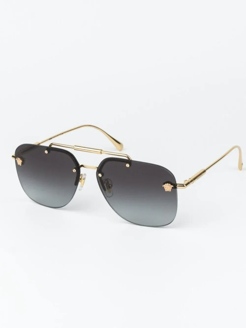 Versace Women Sunglasses Gold Grey Gradient Pilot VE2296 100284 NEW AUTHENTIC